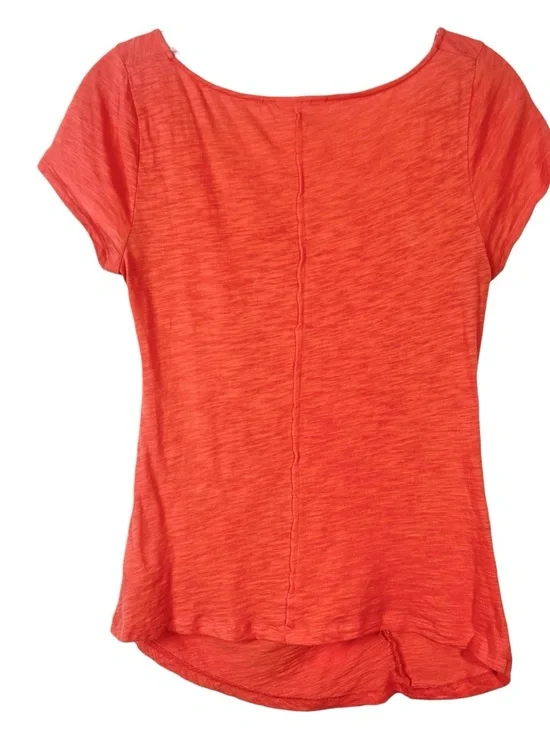 Anthropologie Deletta Orange Ruched Cap Sleeve T Shirt Small - Picture 3 of 5